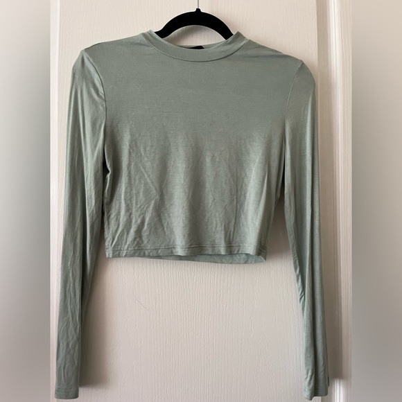 FREE ADD ON with $30+ purchase -Shein Cropped Top - Sage - Never worn - Picture 2 of 2